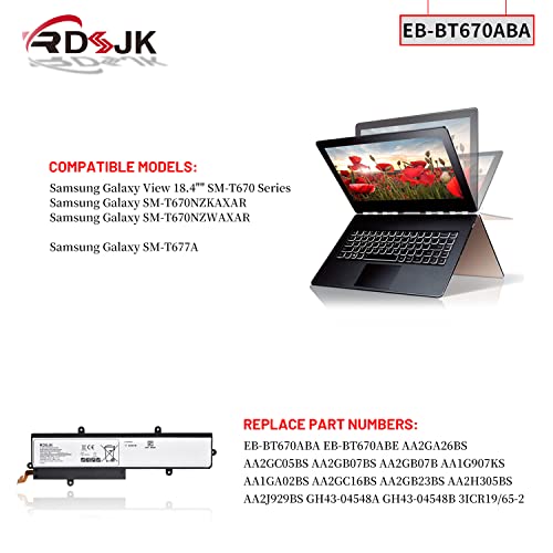 Eb-Bt670Aba Eb-Bt670Abe Aa2Hc15Bs Aa2Gb07Bs Laptop Battery For Samsung Galaxy View 18.4" Sm-T670 Sm-T677A Series Aa2Gb07B Aa1G907Ks Aa1Ga02Bs Aa2Gc16Bs Aa2Gb23Bs Aa2Ga26Bs Aa2H305Bs 11.34V 64.64Wh #TOP2