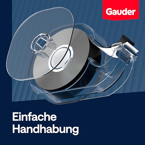 GAUDER Magnetband im Spender - Selbstklebender Magnetstreifen im Abroller für leichte Gegenstände - Zuschneidbares Magnetklebeband zum Befestigen von Postkarten & Fotos auf Metallflächen (6 m x 19 mm)