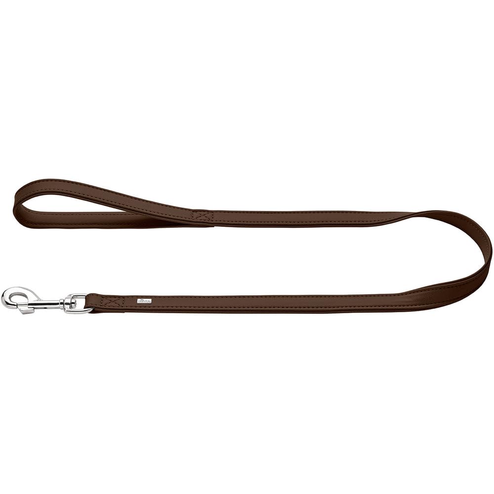 HUNTER Amalfi Dog Lead Chocolate Brown Vegan Faux Leather Nappa Look with Hand Strap Soft Easy Care Brilliant Colour Made in Germany Size: 20/100