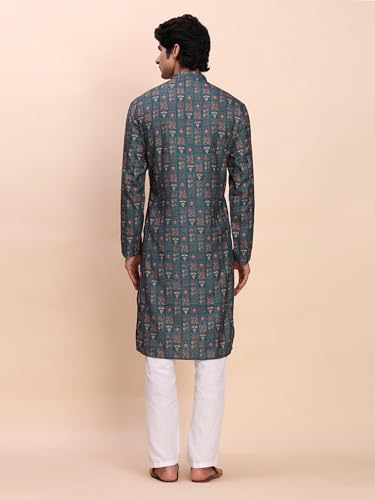 Image of Pro-Ethic Style Developer Men's Cotton Printed Kurta Pajama Set Traditional Outfit | Mandarin Collar (E-129)