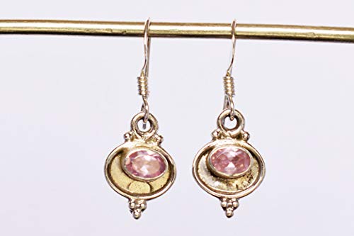 Argent 925 et quartz rose facetté sur boucles d'oreilles d'exception - 5