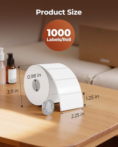MUNBYN 2.25"x1.25" White Square Label for Thermal Label Printer, 1000 Labels/Roll, Self-Adhesive Address Shipping Thermal Stickers, BPA&BPS Free Direct Thermal Labels image 8