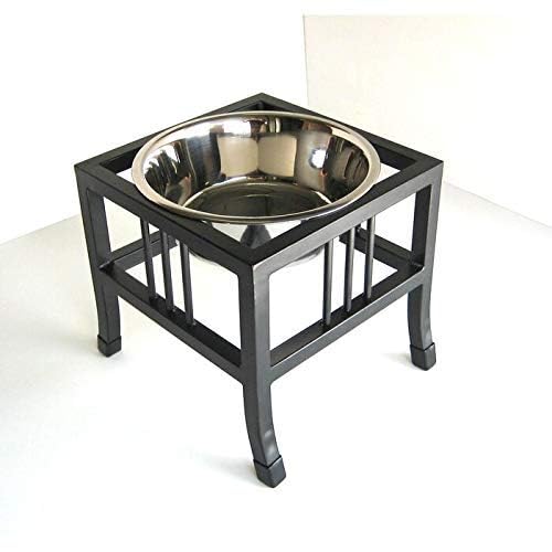 JA Handicrafts Pet Dinner Elevated 1-Bowl Raised Dog Food Feeder Diner For Dogs And Cats Stainless Steel Food And Water Bowls With Iron Stand,?10 cm,H_14 cm,W_15 cm 2