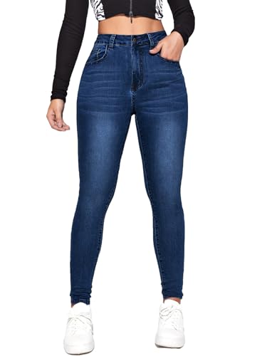 Floerns Women's Casual Skinny Jeans High Waist Stretchy Workout Denim Pants