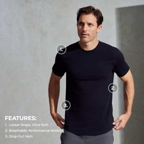 BYLT Mens Drop-Cut Men's T Shirt, Plain Tshirts for Men, Drop Cut Basic Crewneck Tee, Wrinkle Resistant, Stretch Fit4