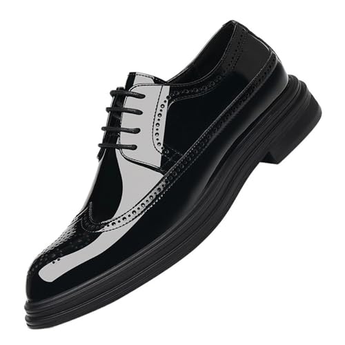 Mens Lace Up Oxford Dress Shoes Faux Patent Leather Classic Formal Tuxedo Business Shoes for Wedding Party Office3