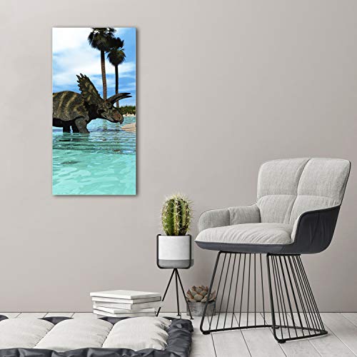 Image sur verre acrylique dinosaures sur la plage 50x100 cm pour chambre d'enfant - 4