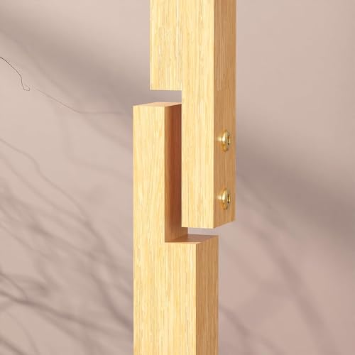 Image of Lukzer Bamboo Freestanding Coat Hanger Stand with 8 Hooks | Natural Wooden Clothes & Hat Rack | Space-Saving Floor Stand for Bedroom, Entryway, Office & Living Room | Multipurpose Organizer CH-493