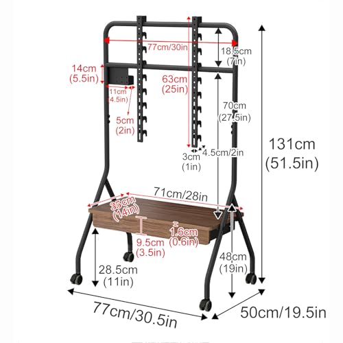Soporte móvil con ruedas para TV 49-75 pulg, altura ajustable miniatura 2