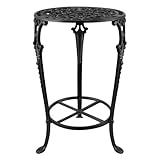 Fardtry Vintage Cast Iron Plant Stand, 18.8' Tall Flower Pot Holder, 2 Tiered Potted Planter Rack for Living Room, Bedroom, Kitchen, Porch (Black)