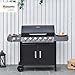 Outsunny 6+1 Burner Gas BBQ Grill, Outdoor Barbecue Trolley with Wheels, Warming Rack, Side Shelves, Cabinet, Thermometer for Garden, Party, Camping, 135 x 51.5 x 100cm, Black