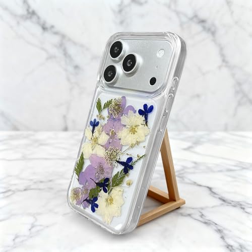 Coque transparente pour iPhone 17 Pro Max motif floral blanc violet - 5