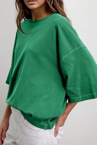 Image of UNCLECAT Womens Oversized Half Sleeve T Shirts Summer Tops Trendy Crew Neck Loose Fit Workout Tee Clothes