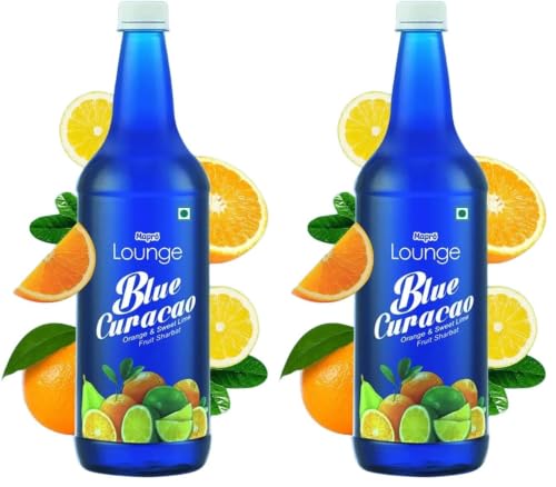 Image of Mapro Lounge Blue Curacao Orange Cocktail Mixer Mocktail Citrus Blue Mocktail Fruit Syrup - 1L |Contains Real Fruit Juice| Gluten Free| Zero Cholestrol (Pack of 2)