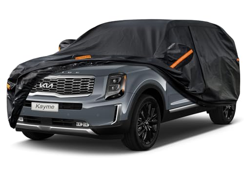 Image of Kayme 7 Layers SUV Car Cover Custom Fit for Kia Telluride (2017-2025) Waterproof All Weather for Automobiles, Outdoor Full Cover Rain Sun UV Protection.Black