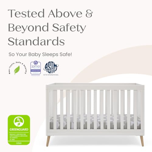 Image of Delta Children Essex 4-in-1 Baby Crib & Mattress, Bianca White /Natural