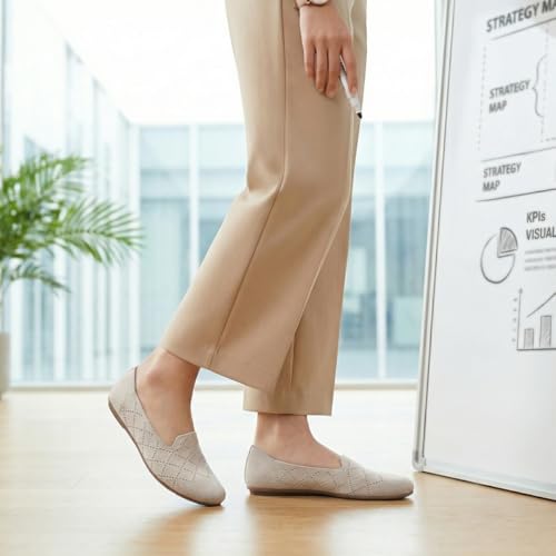 Image of poemlady Women's Ballet Flat Shoes Dress Shoes Knit Round Toe Slip On Ballerina Walking Flats Shoes for Woman Low Wedge Casual