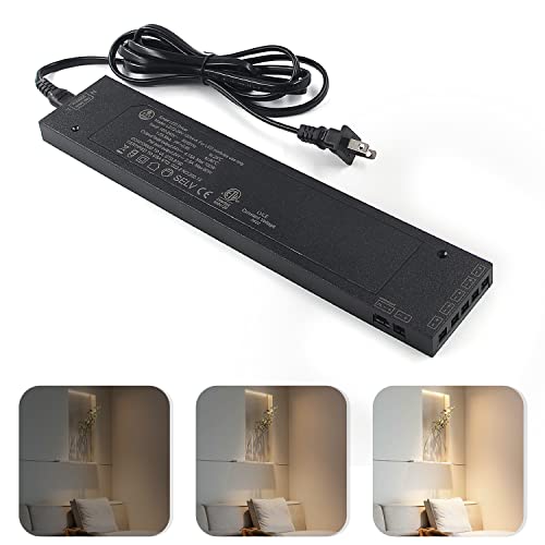 Image of VST 100W LED Power Supply, 100V-240V AC to 24V DC Low Voltage Transformer with 24V JST Ports, High-Wattage Lighting Transformer, ETL Listed, Black