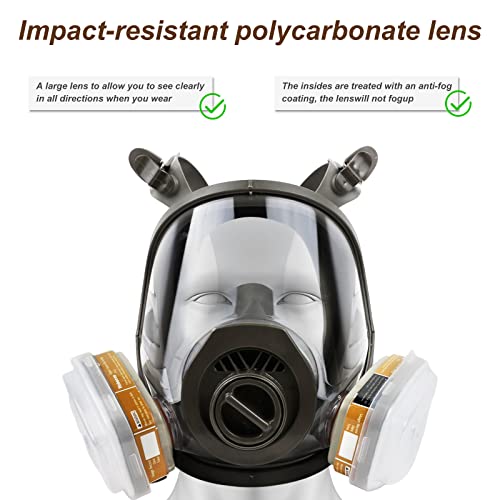 Reusable Full Face Mask With Activated Carbon Air Filter For Protection From Gases, Dust, Spray Paint, Welding, Chemicals And Other Work #TOP4