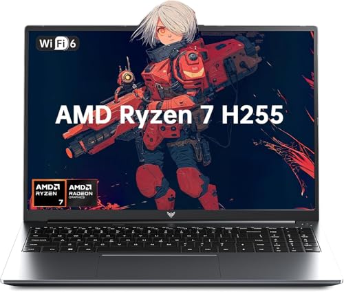KAIGERR 16 Newtest Gaming Laptop (UAE Version) AMD Ryzen 7 H255 (Beat 13420H/1335U/1355U 8C/16T up to 4.9GHz) 24GB DDR5 RAM 512GB SSD Radeon 780M 16 FHD Backlit KB WiFi 6 Metal Shell