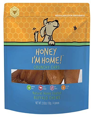 Honey I’m Home, Crunchy Ears Buffalo Dog Chews, 4 Pieces – All Natural, Free Range, Healthy, Grain Free, Honey Coated & Crispy Honey I’m Home, Crunchy Ears Buffalo Dog Chews, 4 Pieces – All Natural, Free Range, Healthy, Grain Free, Honey Coated & Crispy