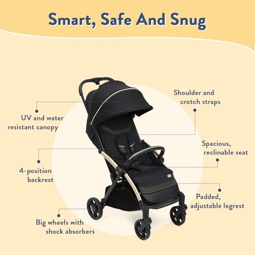 Image of Chicco Goody XPlus Dark Shadow Stroller, Pram for 0-4 Years, Easy One-Hand Folding, Big Wheels with Shock Absorbers, 4 Position Adjustable Backrest, Wide and Comfortable Seat
