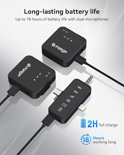 Image of PQRQP 3-in-1 Mini Microphone for iPhone /Android /Camera, Hi-Fi Audio, Wireless Microphones, 328ft Range, 20H Battery, Lapel Mic with Noise Reduction for Live Streaming, TikTok, YouTube (Graphite Gray)