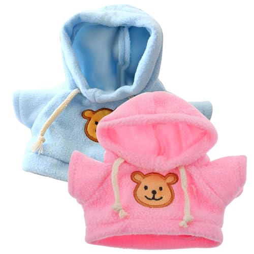 Ropa de Oso para Osos Rellenos de 6-8 Pulgadas 2 Piezas con Capucha Ropa de Animal de Peluche Linda Dibujos Animados Ropa Decorativa de Bricolaje para Animales Rellenos Ropa y Accesorios de Animales