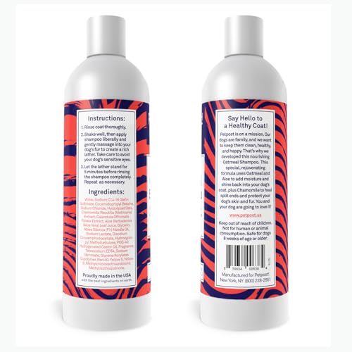 Petpost | Oatmeal & Chamomile Shampoo for Dogs with Dry Skin – Naturally Heals, Protects, Rejuvenates Dog Skin & Coat – Oatmeal, Chamomile, Aloe & Yucca Formula 8 oz. Petpost | Oatmeal & Chamomile Shampoo for Dogs with Dry Skin – Naturally Heals, Protects, Rejuvenates Dog Skin & Coat – Oatmeal, Chamomile, Aloe & Yucca Formula 8 oz.