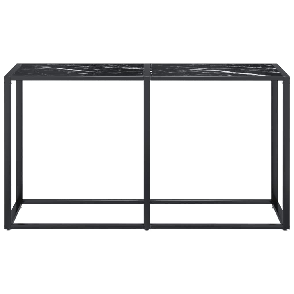 Stolik konsolowy o wyglądzie czarnego marmuru, 140 x 35 x 75,5 cm, ze szkła hartowanego, do salonu, korytarza, sypialni, stabilnego stolika nocnego ze stalową ramą
