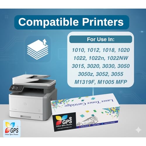 Image of GPS Colour Your Dreams 12A (Q2612A) Black Laser Toner Cartridge, Compatible for HP LaserJet 1010, 1012, 1018, 1020, 3050, M1005 MFP & Canon LBP 2900 Printers (1pcs)