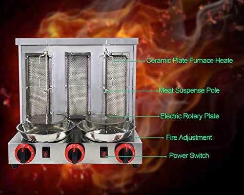 Bndhkr Homemade Chicken Shawarma Machine Commercial Turkish Chicken Doner Countertop Rotisserie Grill With 3 Burner Propane Vertical Kebab Broiler #TOP3