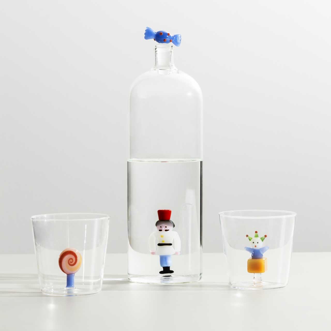 Ichendorf Schiaccianoci Bottiglia Caramella Blu e Soldatino 29cm Vetro Borosilicato