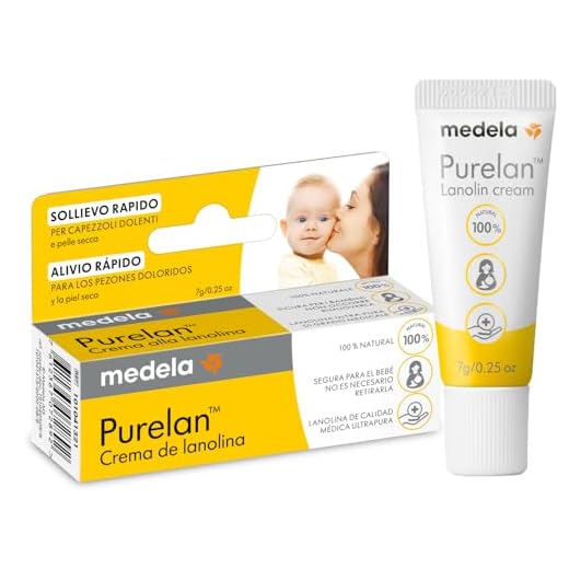 Medela Purelan - Crema de lanolina de 7 g, ayuda rápida para pezones estresados y piel seca, 100% natural, hipoalergénica, dermatológicamente probada y sin fragancia