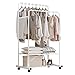 NEHARO Szafa na ubrania z podwójnym prętem do przenoszenia ubrań Hanging Garment Rack na kółkach organizer na koła buty regałowe Rack (kolor: biały, rozmiar: 80 x 51 x 160 cm)