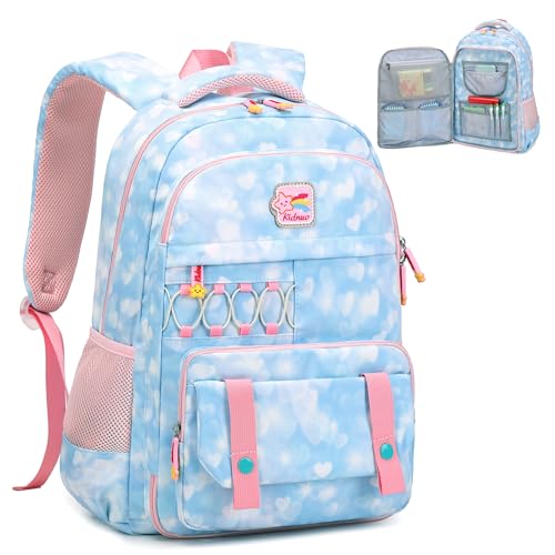 Girls Backpack 15.6 Inch Laptop School Bag Cute Kids Kindergarten Elementary Backpacks Middle Schoolbag Large Bookbags for Women Teens Students Anti Theft Travel Daypack (Blue)
