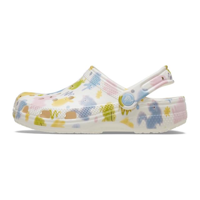 Image of Crocs Unisex's Classic Clogs with Patterns and Graphics (Little Kid /Big Kid) Chalk 4 Medium