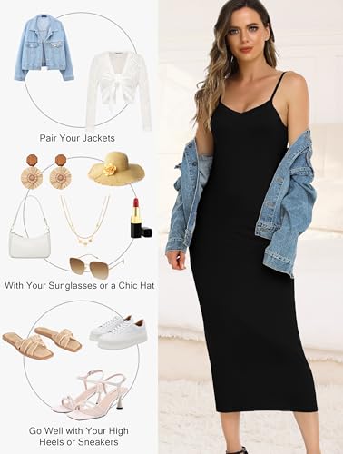 Image of Vlazom Women Full Slips Sexy Soft Slip Dress for Under Dress Spaghetti Strap Cami Slip Chemises V Neck Negligee S-3XL