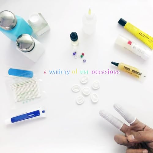 Image of Medium Disposable Nitrile Finger Cots Anti-Static Lens Finger Covers Beauty Protection Sleeves Not Allergic 100pcs (White)