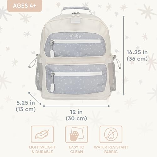 Image of Bentgo Kids Backpack (Whimsy & Wonder Collection) - Lightweight 14'' for School, Travel & Daycare - Ideal for Kids 4+, Durable & Water-Resistant, Roomy Interior, Loop for Lunch Bag (Starry Sprinkle)