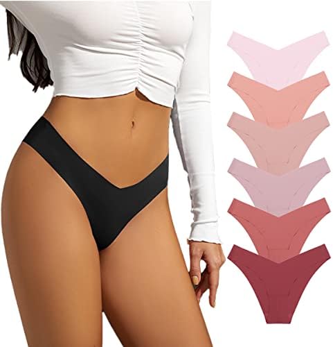 abandi Women’s Seamless Underwear No Show Bikini Panties V Shape Cheeky Hipster Underwear Invisible Briefs,Pink Size S