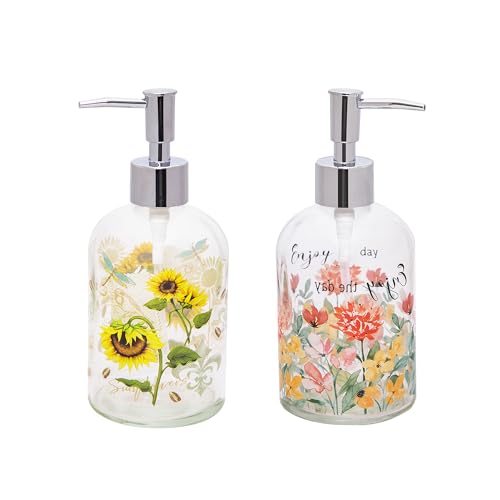 Topadorn Set of 2 17 Oz Glass Soap Dispenser with