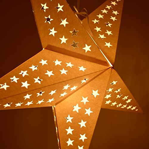 Image of Solid Yellow Paper Star Lantern with 12 Foot Power Cord Included