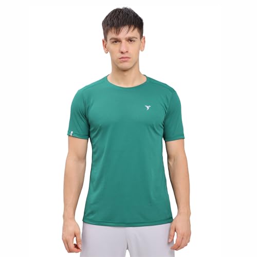 Image of TECHNOSPORT Men's Slim Fit Polyester Activewear Sports T-Shirt with Moisture-Wicking Comfort for Workout, Running & Gym