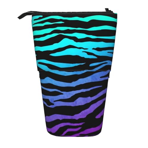 Astuccio telescopico per matite con stampa a zebrate mimetico versatile per ufficio e adulti idea regalo righe verde blu viola