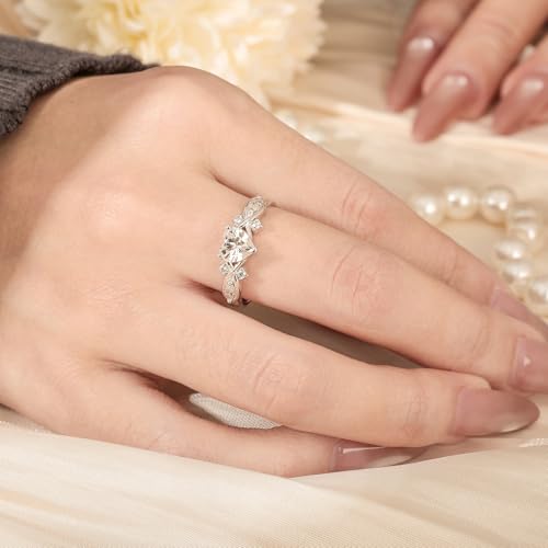 Image of Jeulia Moissanite Twig Ring for Women | Infinity Twist Heart Cut Promise Ring | 925 Sterling Silver Anniversary Wedding Gift for Her | Engagement Promise Band with Gift Box
