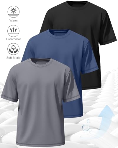 Image of Neer 3 Pack Big and Tall T-Shirts for Men L-7xl Tops | Large Casual Stretch Workout Tees, Short Sleeve Crewneck Oversized Shirts, Classic Summer Outfits, Comfy Basic Loose Clothes