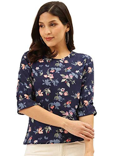 Image of Style Quotient Women Abstract Printed Polyester Smart Casual Top