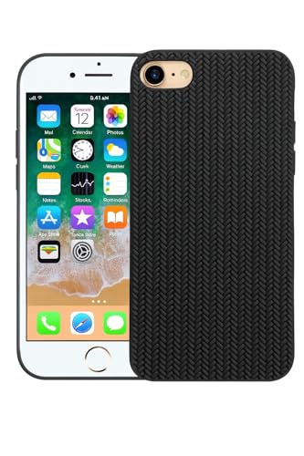 Image of Compatible with iPhone 7 /8 /SE 2020 /2022 | Premium Textured Microfiber Candy Protective Case | Shock-Absorbing Back Cover with Enhanced Camera Guard (Black)