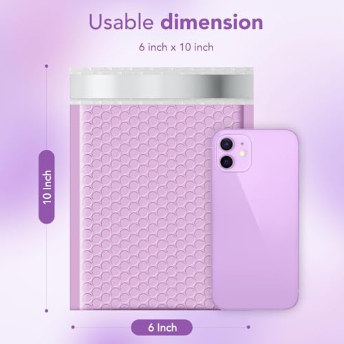 Switory Versandtaschen mit Luftpolsterfolie für CDs & Schmuck & Kosmetik Selbstklebende, gepolsterte Umschläge, Lavendel, 15,3 x 22,9 cm, 25 Stück